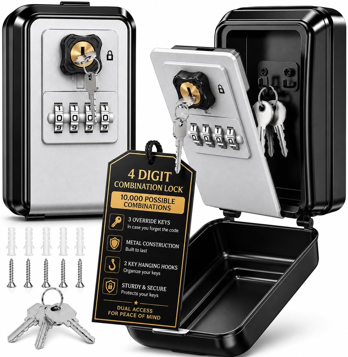LDS® Key Safe Wall Mounted – Dual Lock Box with 4-Digit Code & 3 Override Keys by Landlord Direct Supplies